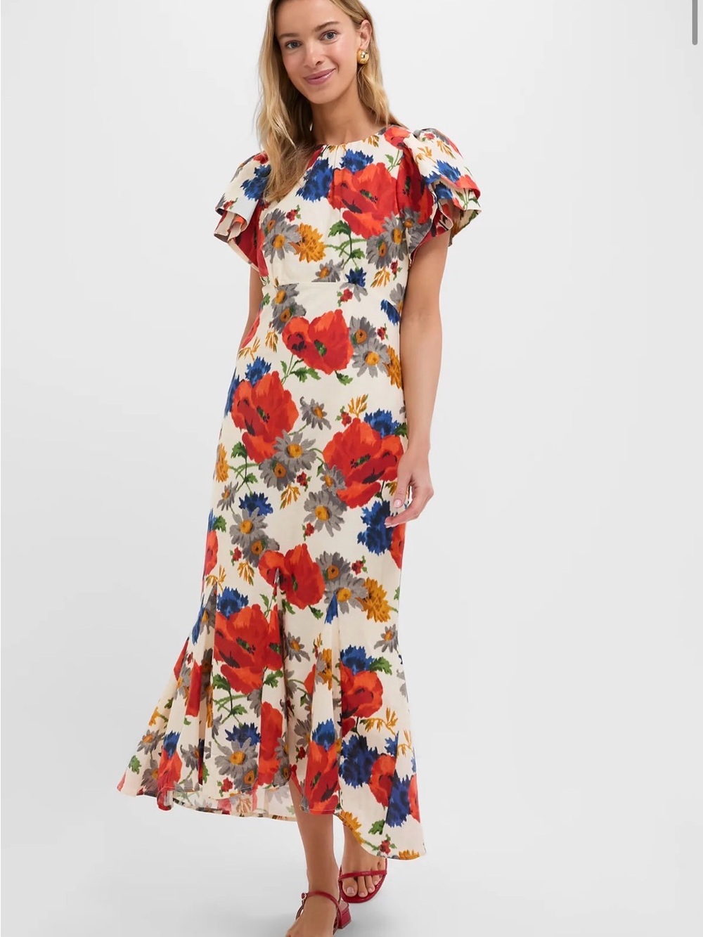 Crimson Poppy Cotton Linen Elodie Dress